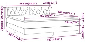 vidaXL Κρεβάτι Boxspring με Στρώμα Taupe 160x200 εκ. Υφασμάτινο