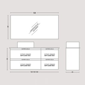 One Project Top 55/A 130  MDF - Έπιπλο Μπάνιου Με Καθρέπτη