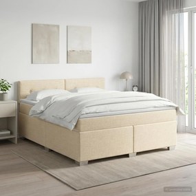 vidaXL Κρεβάτι box spring με στρώμα Κρεμ 140 x 190 cm Ύφασμα