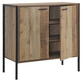 PALLET-W Ντουλάπι-Παπουτσοθήκη Δίφυλλη, 3 Ράφια, Μέταλλο Βαφή Μαύρο, Απόχρωση Antique Oak