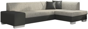 Γωνιακός καναπές Firminio-Δεξιά-Γκρι-Μαύρο