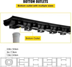 VEVOR Drainage Trench Driveway Channel Drain Kit Plastic Grate-5.8