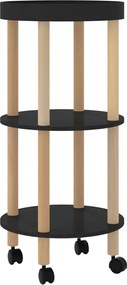 vidaXL Τρόλεϊ 3 Επιπέδων Μαύρο 38 x 38 x 82 εκ. Επεξ. Ξύλο/Μασίφ Πεύκο