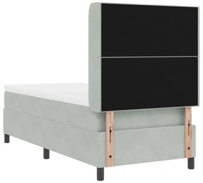 vidaXL Κρεβάτι Box Spring με Στρώμα Ανοιχτό Γκρι 90x190 εκ Βελούδο