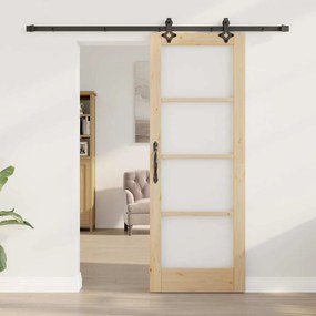 vidaXL Συρόμενη Πόρτα ORKDAL Καφέ 73.5 x 198.5 εκ. Ξύλο και μέταλλο