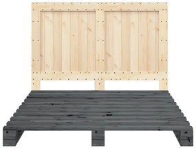 vidaXL Πλαίσιο Κρεβατιού με Κεφαλάρι Γκρι 140x200 εκ Μασίφ Ξύλο Πεύκου