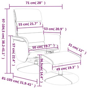 Πολυθρόνα Ανακλινόμενη με Υποπόδιο Γκρι από Συνθετικό Δέρμα - Γκρι