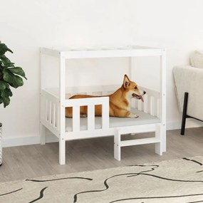 Κρεβάτι Σκύλου Λευκό 95,5x73,5x90 εκ. από Μασίφ Ξύλο Πεύκου