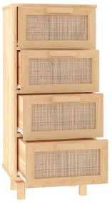 vidaXL Συρταριέρα Καφέ 40 x 30 x 90 εκ. Μασίφ Πεύκο &amp; Φυσικό Ρατάν