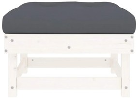 vidaXL Υποπόδια Κήπου με Μαξιλάρια 2 τεμ. Λευκά από Μασίφ Ξύλο Πεύκου