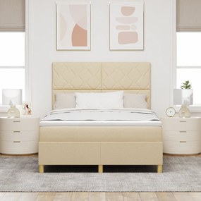 vidaXL Κρεβάτι με Στήριγμα και Στρώμα & LED Κρεμ 160x200 εκ Υφασμάτινο
