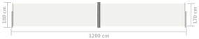 Σκίαστρο Πλαϊνό Συρόμενο Κρεμ 180 x 1200 εκ. - Κρεμ