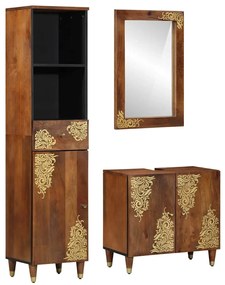 vidaXL Σετ Επίπλων Μπάνιου Επιτοίχιο 3 pcs Καφέ 62 x 33 x 58 εκ.