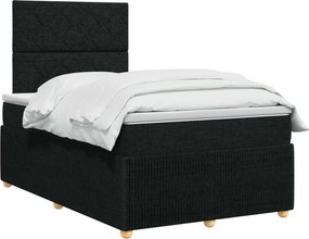 vidaXL Κρεβάτι box spring με στρώμα Μαύρο 120 x 200 cm Ύφασμα