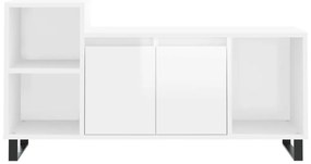 vidaXL Έπιπλο Τηλεόρασης Γυαλ. Λευκό 100x35x55 εκ. Επεξεργασμένο Ξύλο