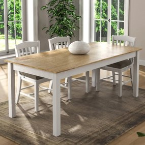 Megapap Τραπέζι Fira Λευκό - Φυσικό Οξιάς 180x90x78εκ.