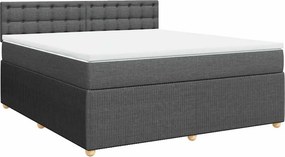 vidaXL Κρεβάτι Boxspring με Στρώμα Σκούρο Γκρι 180x200 εκ Υφασμάτιν