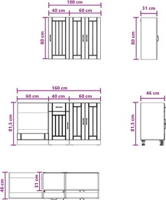 vidaXL Μονάδα κουζίνας LUCCA 5 pcs Παλαιωμένο ξύλο Επεξεργασμένο Ξύλο