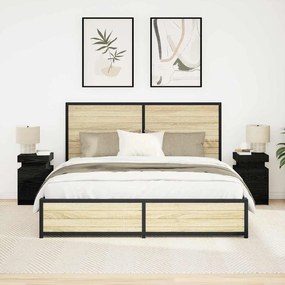 vidaXL Κομοδίνο 2 pcs Μαύρη δρυς 35 x 39 x 55 εκ. Επεξεργασμένο ξύλο