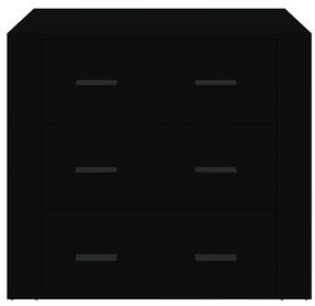 Συρταριέρα Μαύρη 80 x 33 x 70 εκ. από Επεξεργασμένο Ξύλο - Μαύρο
