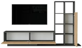 Σύνθετο Σαλονιού Damon σε Φυσικό - Ανθρακί 211.2x29.5x123.6εκ. 211.2x29.5x123.6 εκ.