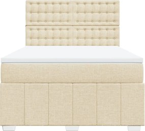 vidaXL Κρεβάτι Boxspring με Στρώμα Κρεμ 140x200 εκ. Υφασμάτινο