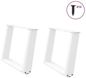 vidaXL Πόδια Τραπεζιού Σαλονιού σε Σχήμα U 2 τεμ. Λευκά 70x(42-43) εκ. Ατσάλι