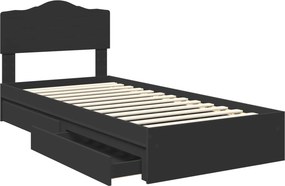 vidaXL Κρεβάτι Αποθήκης Μαύρο 100 x 200 cm Επεξεργασμένο Ξύλο