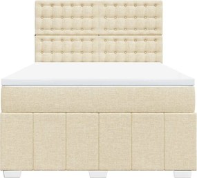 vidaXL Κρεβάτι Boxspring με Στρώμα Κρεμ 140x190 εκ. Υφασμάτινο