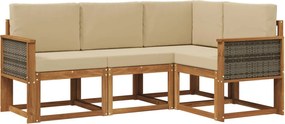 vidaXL Σειρά Καναπέ Εξωτερικού 4 pcs Φυσικό και Μπεζ Πολυεστέρας