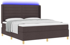 vidaXL κρεβάτι Box Spring με Στρώμα και LED  Καφετί 180x200 εκ Υφασμάτινο