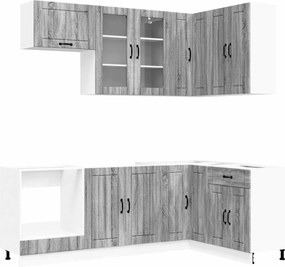 vidaXL Μονάδα κουζίνας LUCCA 8 pcs Γκρι Sonoma Επεξεργασμένο Ξύλο