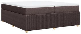 Κρεβάτι Boxspring με Στρώμα Σκούρο Καφέ 200x200 εκ. Υφασμάτινο - Καφέ