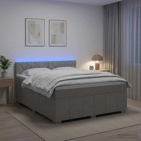 vidaXL Κρεβάτι box spring με στρώμα Ανοιχτό γκρι 180 x 200 cm Ύφασμα