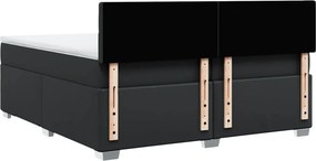 vidaXL Κρεβάτι Boxspring με Στρώμα Μαύρο 200x200 εκ. Συνθετικό Δέρμα