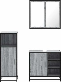 vidaXL Σετ Επίπλων Μπάνιου 3 Τεμαχίων Γκρι Sonoma Επεξεργασμένο Ξύλο