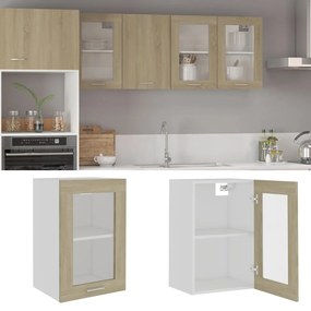 vidaXL Κρεμαστό Γυάλινο Ντουλάπι "Lyon" Ξύλο Sonoma Δρυς 40x31x60 εκ. από Τεχνητό Ξύλο