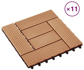 vidaXL Πλακάκια Deck 11 τεμ. Χρώμα Teak 30 x 30 εκ. 1 μ² από WPC