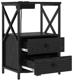 vidaXL Κομοδίνο με Σταθμό Φόρτισης 2 pcs Μαύρη δρυς Επεξεργασμένο ξύλο