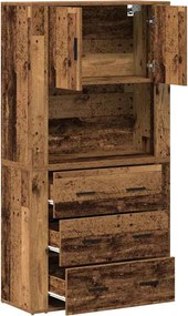 vidaXL Highboard Παλιό ξύλο 80 x 33 x 150 εκ Επεξεργασμένο ξύλο
