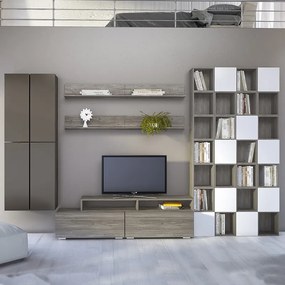 Intrahome Σύνθεση σαλονιού "SMART 7" σε χρώμα σταχτί-λευκό Intrahomesa-00652656