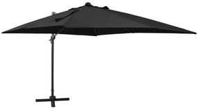 Ομπρέλα Κρεμαστή με Ιστό και LED Μαύρη 300 εκ.
