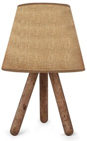 Φωτιστικό επιτραπέζιο Lander Megapap ύφασμα Pvc/ξύλο χρώμα μπεζ άμμου/καφέ 22x17x32εκ.