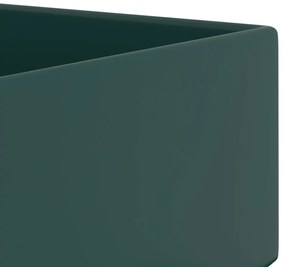 vidaXL Νιπτήρας Μπάνιου με Υπερχείλιση Σκούρο Πράσινο Κεραμικός