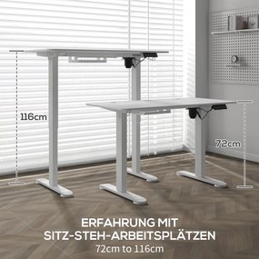 Γραφείο όρθιο, ρυθμιζόμενο ύψος, 120x60x72-116cm, λευκό