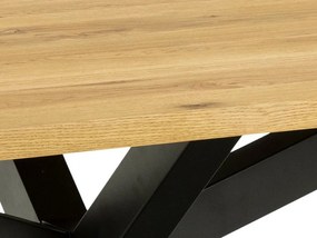 Τραπέζι Oakland 800, Άγρια δρυς, Μαύρο, 76x90x220cm, 75 kg, Ινοσανίδες μέσης πυκνότητας, Φυσικό ξύλο καπλαμά, Μέταλλο | Epipla1.gr
