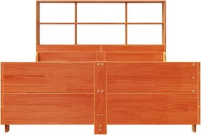 vidaXL Κρεβάτι Βιβλιοθήκη Χωρίς Στρώμα Καφέ 140x200 εκ Μασίφ Πεύκο