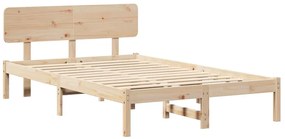 vidaXL Σκελετός Κρεβατιού Φυσικό 135 x 190 cm Μασίφ ξύλο πεύκου