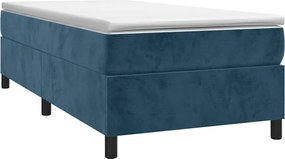 vidaXL Κρεβάτι Boxspring με Στρώμα Σκούρο Μπλε 100x200 εκ. Βελούδινο