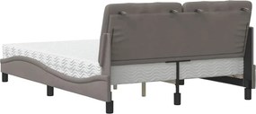 vidaXL Κρεβάτι με Στρώμα Taupe 120x200 εκ. Υφασμάτινο